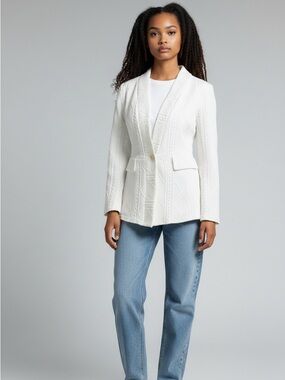 SHEIN Textured White Blazer